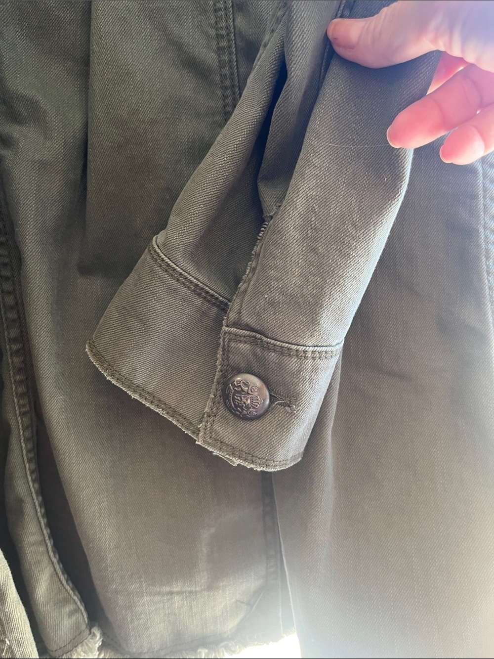 Military -Style Free People Olive Green Ladies Jacket with Decorative Braid - Picture 6 of 6